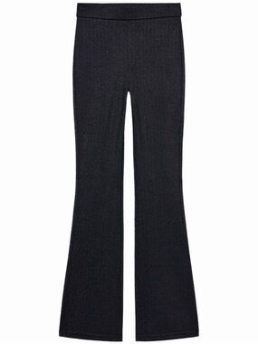 Zara High-Rise Black Flare Knit Pants in striped grey color
